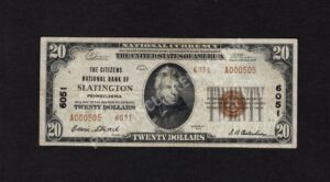 1802-2 Slatington, Pennsylvania $20 1929II Nationals Front