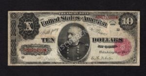 Treasury Notes 368 1890 $10 typenote Front