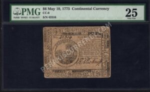 6 $6 May 10, 1775 Continentals Front