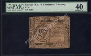 8 $8 May 10, 1775 Continentals Front