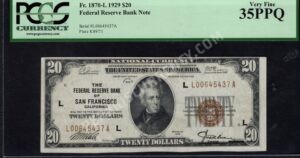 FR 1870-L 1929 $20 FRBN Front