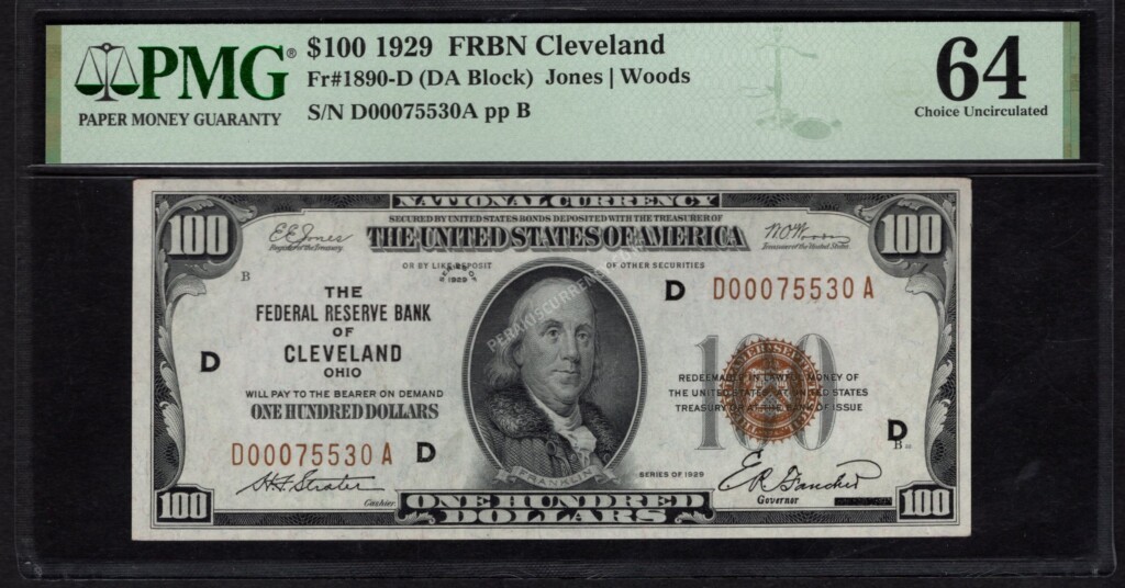 FR 1890-D 1929 $100 FRBN Front