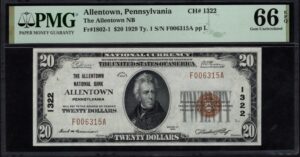 1802-1 Allentown, Pennsylvania $20 1929 Nationals Front
