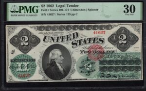 Legal Tender 41 1862 $2 typenote Front