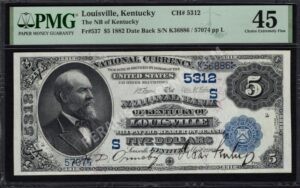 537 Louisville, Kentucky $5 1882DB Nationals Front