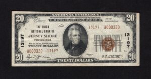 1802-2 Jersey Shore, Pennsylvania $20 1929II Nationals Front