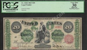 Legal Tender 126b 1863 $20 typenote Front