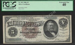 Silver Cert. 263 1886 $5 typenote Front
