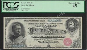 Silver Cert. 240 1886 $2 typenote Front
