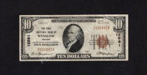 1801-1 Winslow, Arizona $10 1929 Nationals Front
