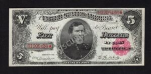 Treasury Notes 362 1891 $5 typenote Front