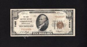 1801-1 Sykesville, Pennsylvania $10 1929 Nationals Front