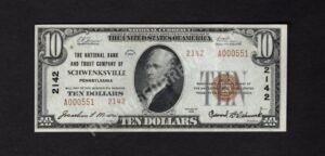 1801-2 Schwenksville, Pennsylvania $10 1929II Nationals Front