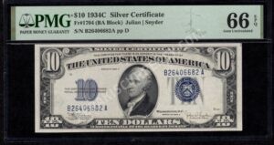 FR 1704 1934C $10 Silver Certificates Front