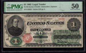 Legal Tender 16 1862 $1 typenote Front