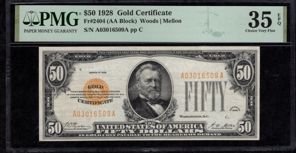 FR 2404 1928 $50 Gold Certificate Front