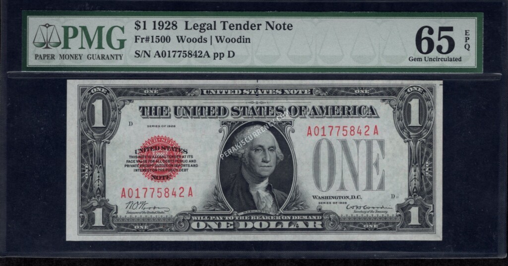 FR 1500 1928 $1 Legal Tender Notes Front