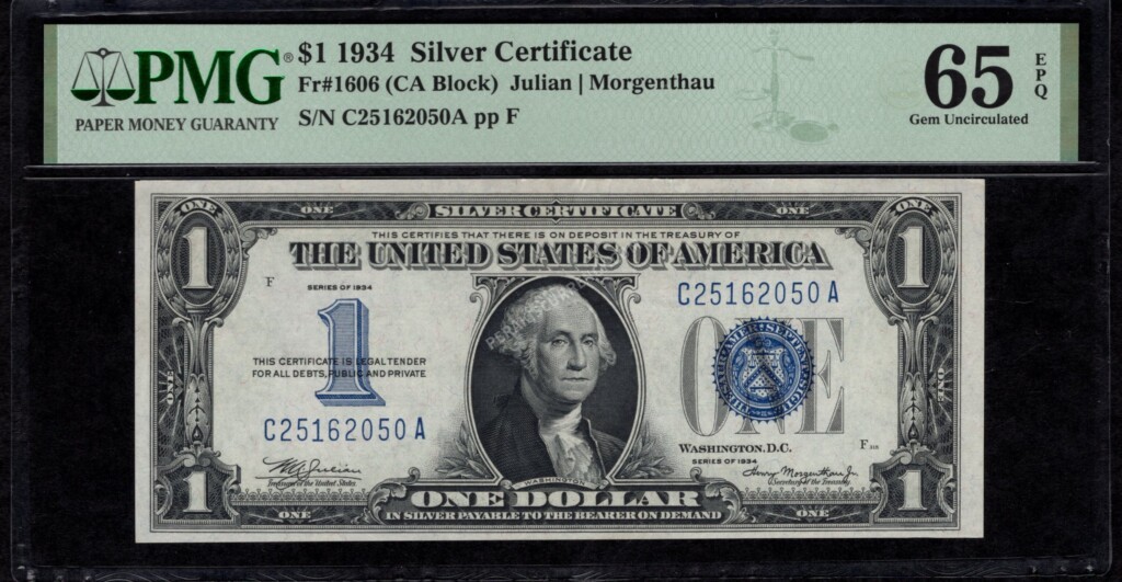 FR 1606 1934 $1 Silver Certificates Front