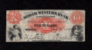 Warren Pennsylvania $10 1859 Obsolete Front