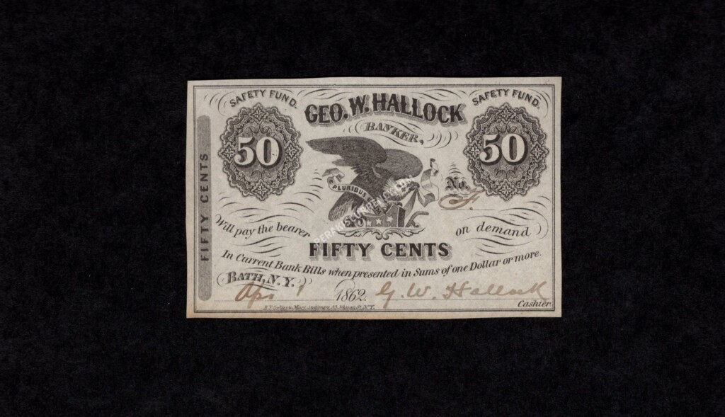 Bath New York $0.50 1862 Obsolete Front