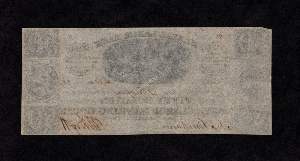 Philadelphia Pennsylvania $50 1838 Obsolete Back