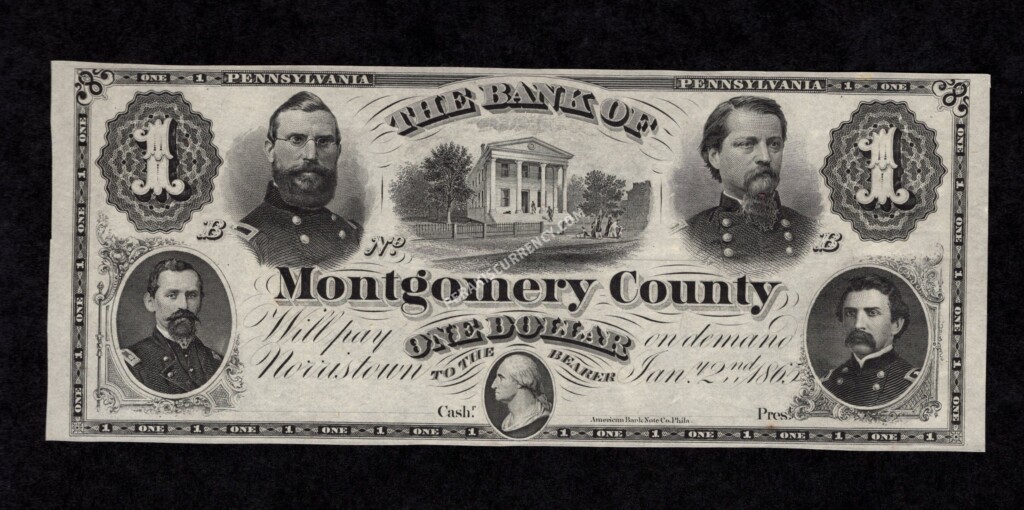 Norristown Pennsylvania $1 1865 Obsolete Front