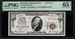 1801-1 Elverson, Pennsylvania $10 1929 Nationals Front