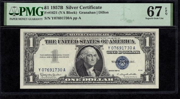 FR 1621 1957B $1 Silver Certificates Front