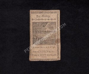 Pennsylvania 1 Shilling 4/10/1777 Colonial Back