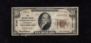 1801-1 Schwenksville, Pennsylvania $10 1929 Nationals Front