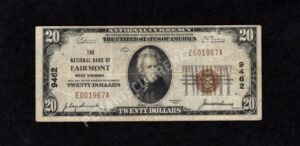 1802-1 Fairmont, West Virginia $20 1929 Nationals Front