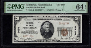 1802-1 Pottstown, Pennsylvania $20 1929 Nationals Front