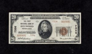 1802-2 Bellwood, Pennsylvania $20 1929II Nationals Front