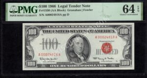 FR 1550 1966 $100 Legal Tender Notes Front