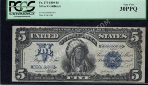 Silver Cert. 279 1899 $5 typenote Front