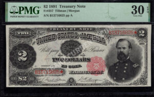 Treasury Notes 357 1891 $2 typenote Front