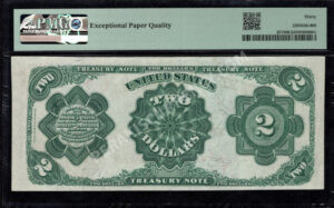 Treasury Notes 357 1891 $2 typenote Back