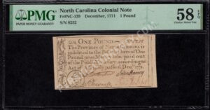 North Carolina 1 Pound December 1771 Colonial Front