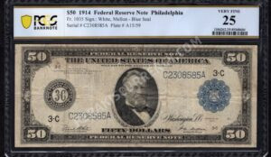 FRN 1035 1914 $50 typenote Front