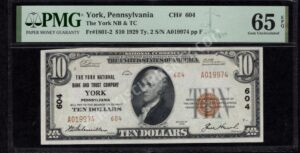 1801-2 York, Pennsylvania $10 1929II Nationals Front