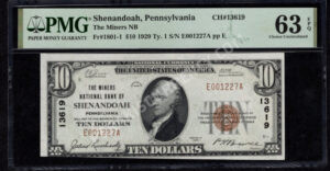 1801-1 Shenandoah, Pennsylvania $10 1929 Nationals Front