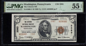 1800-2 Washington, Pennsylvania $5 1929II Nationals Front