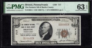1801-1 Bristol, Pennsylvania $10 1929 Nationals Front