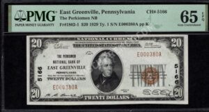 1802-1 East Greenville, Pennsylvania $20 1929 Nationals Front