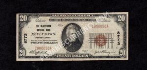 1802-1 McVeytown, Pennsylvania $20 1929 Nationals Front