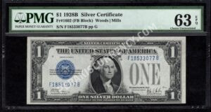 FR 1602  1928B $1 Silver Certificates Front