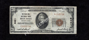 1802-1 Blue Ball, Pennsylvania $20 1929 Nationals Front