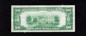 FR 2402 1928 $20 Gold Certificate Back