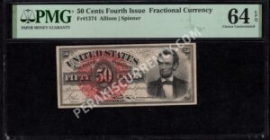 FR 1374 $0.50 4th Issue fractionals Front