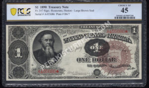 Treasury Notes 347 1890 $1 typenote Front